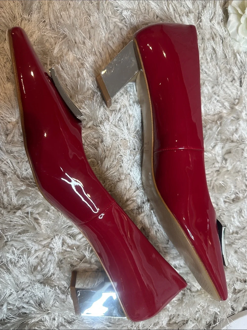 ๐NWOB Lilly Sisto by Gianni Bini Red Patent Square-Toe with Silver Buckle, 11M - Picture 11 of 13